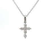 14K White Gold Diamond Cross Pendant